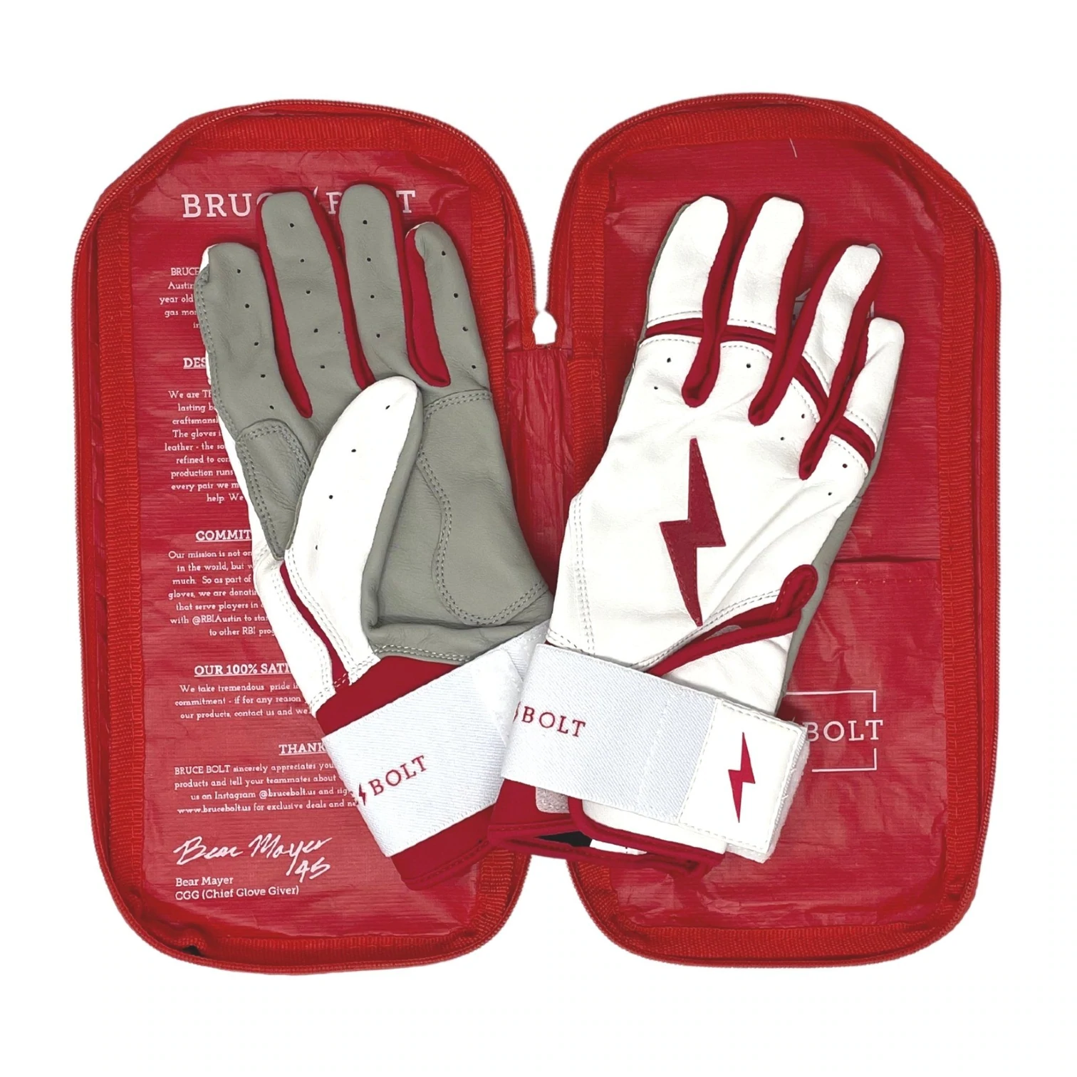 Bruce Bolt β BADER Series Adult Long Cuff Batting Gloves | BADER WHITE 4 Bruce Bolt β BADER Series Adult Long Cuff Batting Gloves | BADER WHITE - Image 2