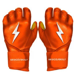 Bruce Bolt Batting Gloves – PREMIUM PRO Youth Long Cuff -Easton Sales Long Cuff Orange 1 1