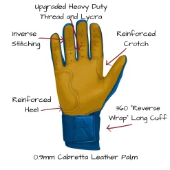 Bruce Bolt Batting Gloves – PREMIUM PRO Youth Long Cuff -Easton Sales Long Cuff Royal 2