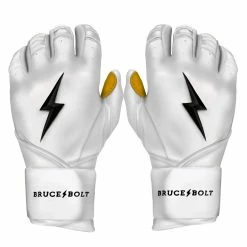 Bruce Bolt Batting Gloves – PREMIUM PRO Youth Long Cuff -Easton Sales Long Cuff White 1 1