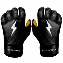 Bruce Bolt – PREMIUM PRO Youth Short Cuff Batting Gloves -Easton Sales Short Cuff Black 1