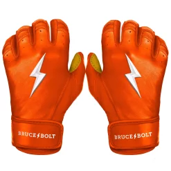 Bruce Bolt – PREMIUM PRO Youth Short Cuff Batting Gloves -Easton Sales Short Cuff Orange 1