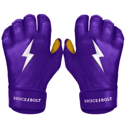 Bruce Bolt – PREMIUM PRO Youth Short Cuff Batting Gloves -Easton Sales Short Cuff Purple 1