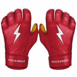 Bruce Bolt – PREMIUM PRO Adult Short Cuff Batting Gloves -Easton Sales Short Cuff Red 1 1