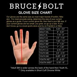 Bruce Bolt – PREMIUM PRO Adult Short Cuff Batting Gloves -Easton Sales Size Chart 2 1
