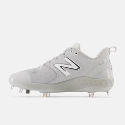 New Balance Grey/White L3000v6 Metal Spikes -Easton Sales l3000tg6 3